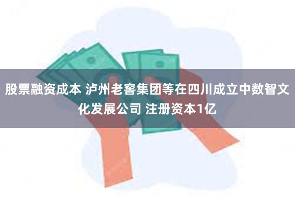股票融资成本 泸州老窖集团等在四川成立中数智文化发展公司 注册资本1亿